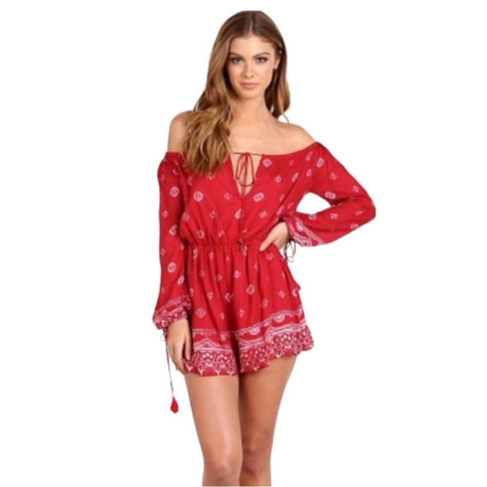 The Jetset Diaries TJD Fuego Printed Long Sleeve Romper